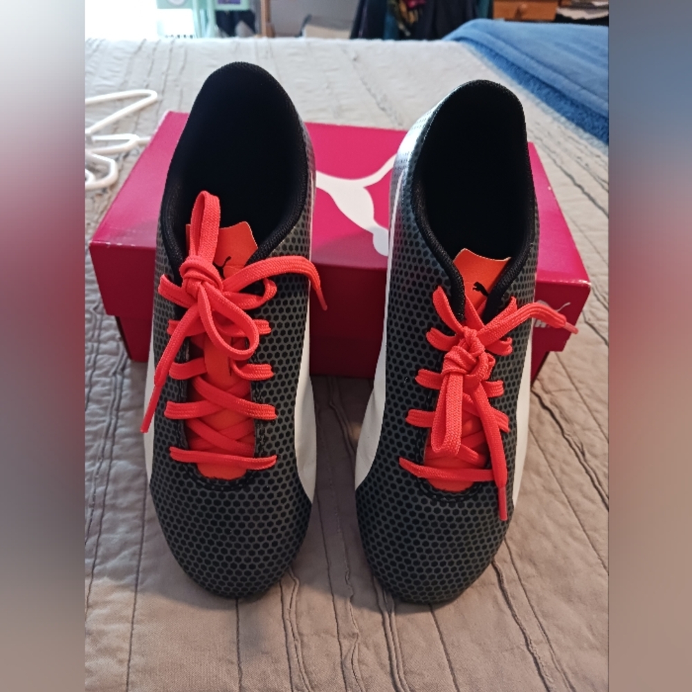 Boys Puma Black and Orange Soccer Cleats
